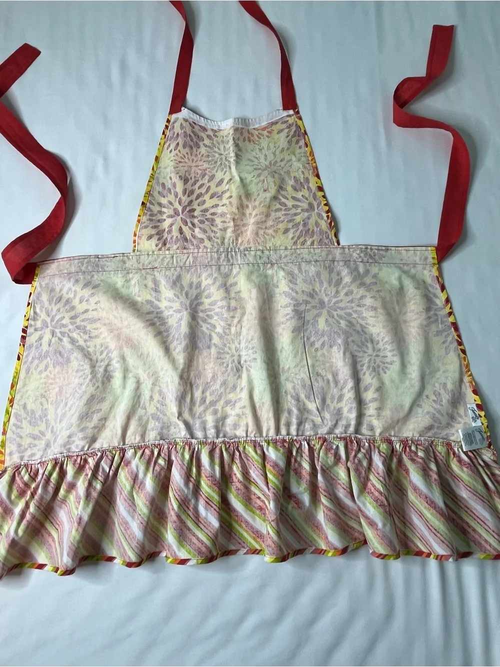 Fiesta Brand Yellow Floral Apron with Red Trim